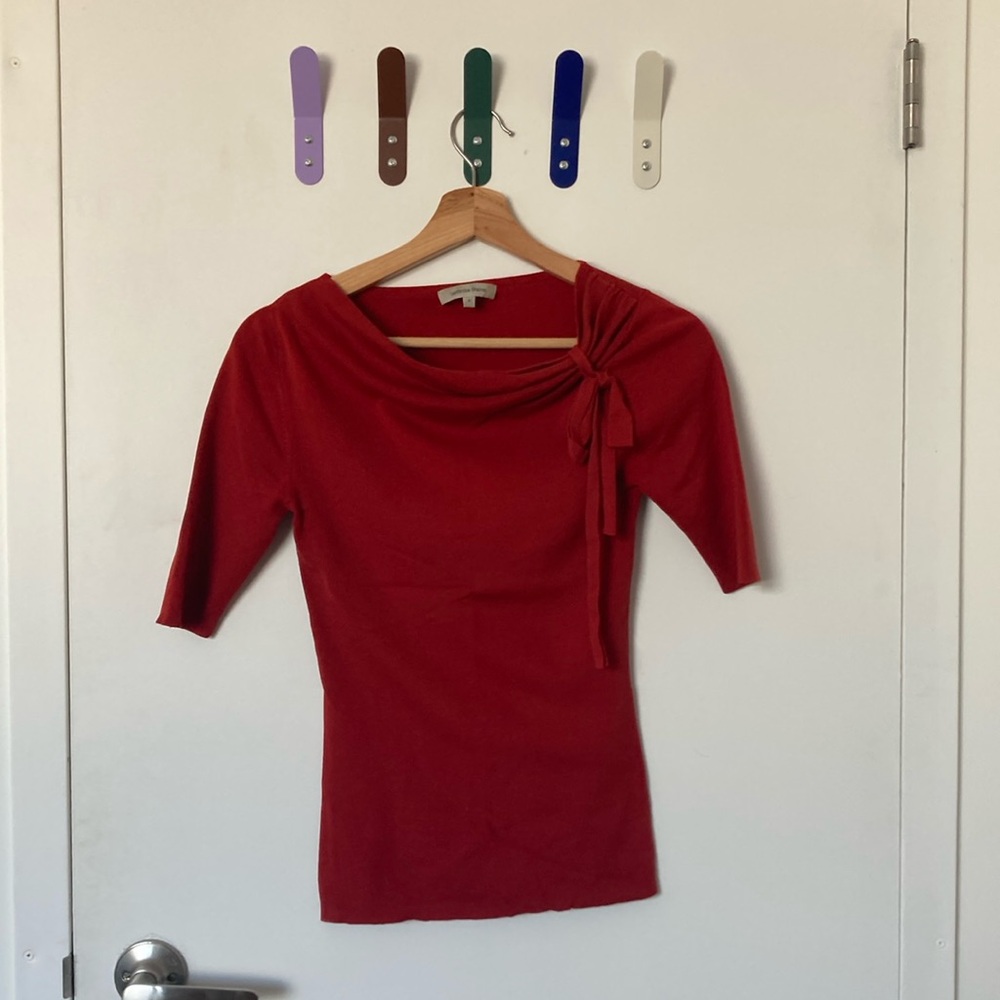 Veronika Maine red draped neck top, S